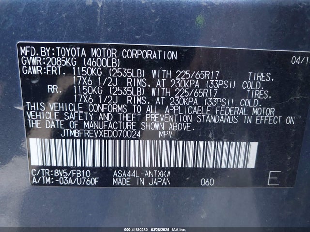 Toyota RAV4 LE 2014 JTMBFREVXED070024 Image 9