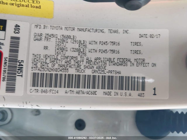 5TFAZ5CN2HX034555 Toyota Tacoma Sr5 V6