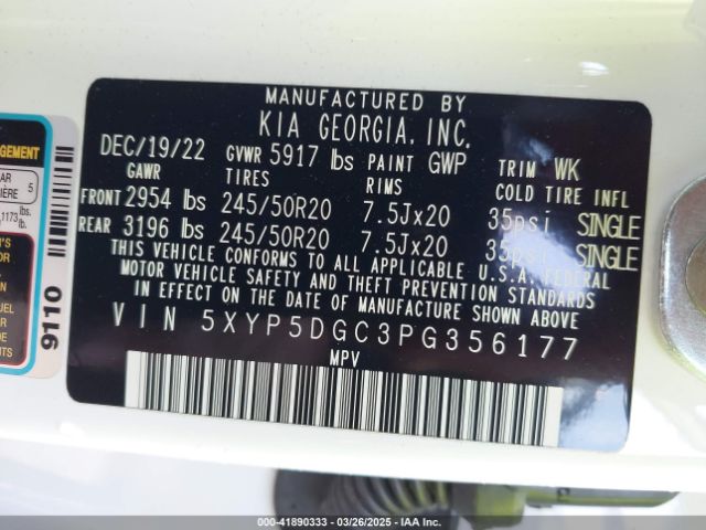 5XYP5DGC3PG356177 KIA Telluride Sx Prestige