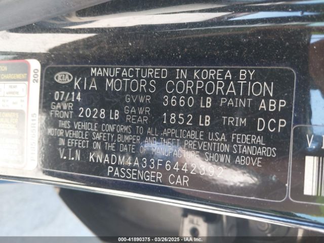 KNADM4A33F6442392 KIA RIO LX