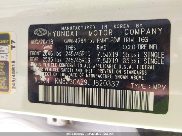 KM8J3CA29JU820337 Hyundai t-gdi gamma