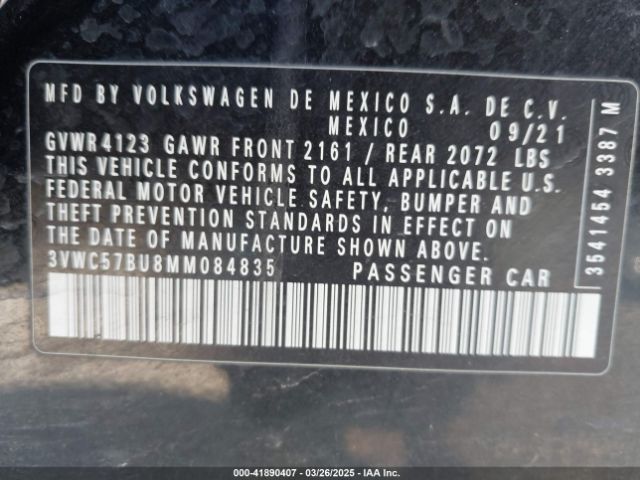 3VWC57BU8MM084835 Volkswagen Jetta 1.4t R-line/1.4t S/1.4t Se