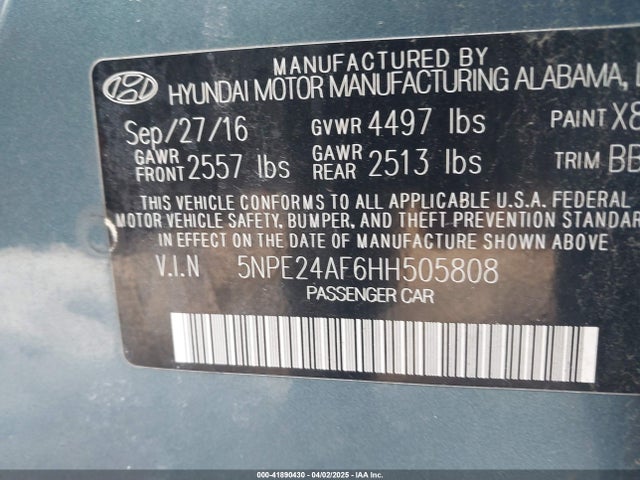 Hyundai Sonata 2017 5NPE24AF6HH505808 Image 9