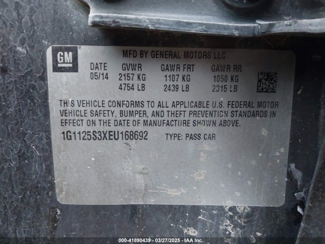 1G1125S3XEU168692 Chevrolet Impala 2lt