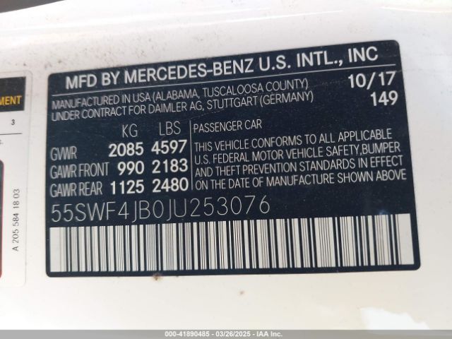 55SWF4JB0JU253076 Mercedes-Benz m274