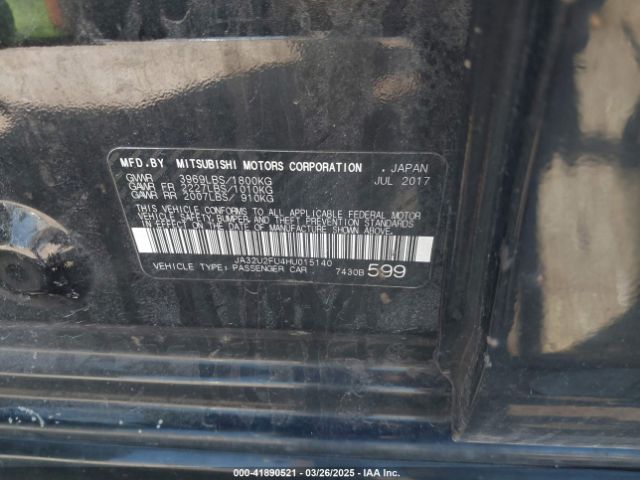 JA32U2FU4HU015140 Mitsubishi Lancer Le
