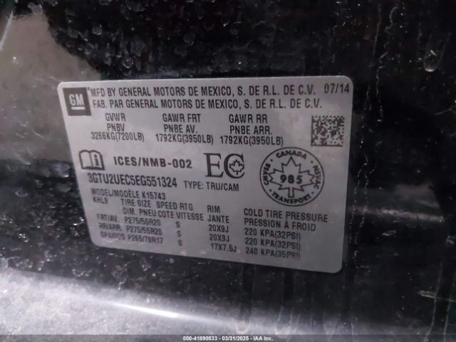 3GTU2UEC5EG551324 GMC l83 - vvt, afm (active fuel management), aluminum