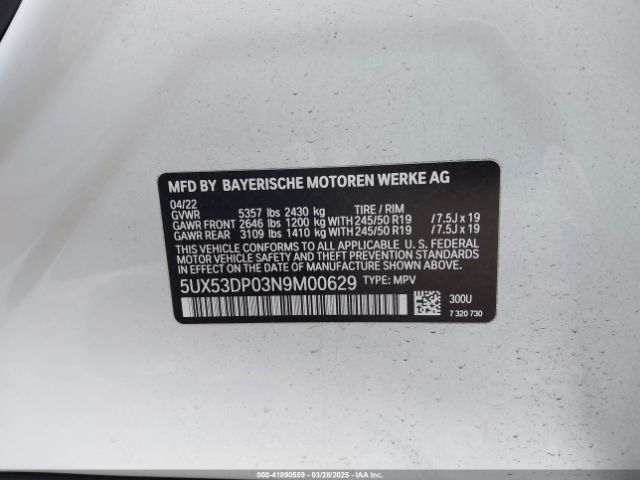5UX53DP03N9M00629 BMW X3 Xdrive30i