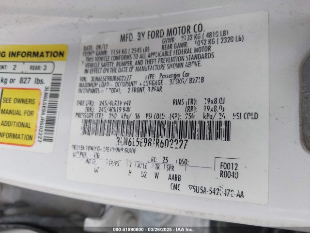 3LN6L5E98JR602227 Lincoln 2.0l gtdi high w/premium fuel