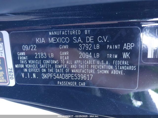 3KPF54AD8PE539617 KIA Forte Gt-line