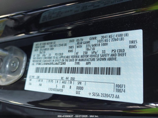 1FMCU9MN8RUA67295 Ford Escape St-line