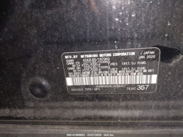 JA4AR3AU9LU026357 Mitsubishi Outlander Sport 2.0 Be Awc/2.0 Es Awc/2.0 Se Awc/2.0 Sp Awc