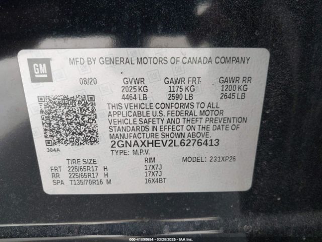 2GNAXHEV2L6276413 Chevrolet Equinox Fwd Ls