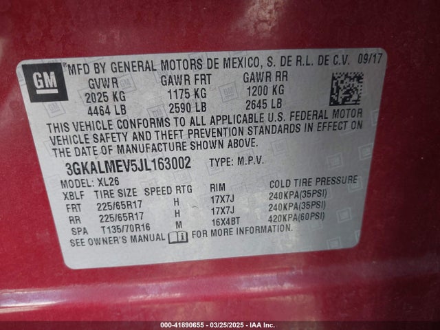 3GKALMEV5JL163002 GMC Terrain Sle