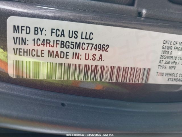 1C4RJFBG5MC774962 Jeep Grand Cherokee Limited 4x4