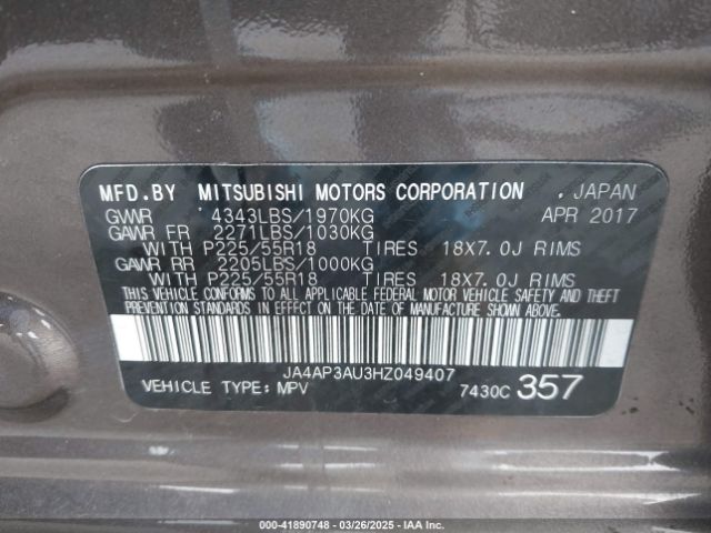 2017 MITSUBISHI OUTLANDER SPORT JA4AP3AU3HZ049407 Photo 8