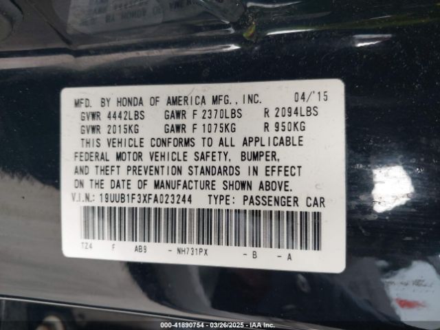 19UUB1F3XFA023244 Acura TLX