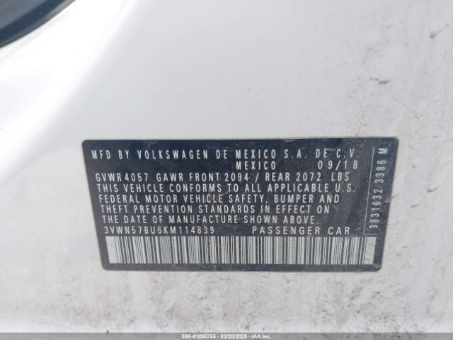 3VWN57BU6KM114839 Volkswagen Jetta 1.4t S