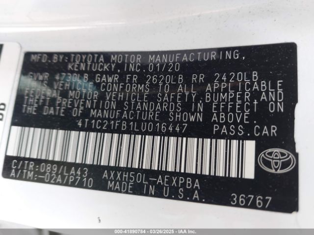 4T1C21FB1LU016447 Toyota Avalon Hybrid Limited