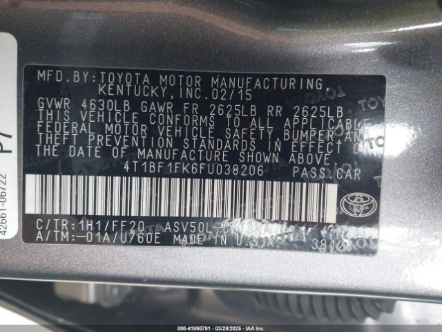 4T1BF1FK6FU038206 Toyota CAMRY SE