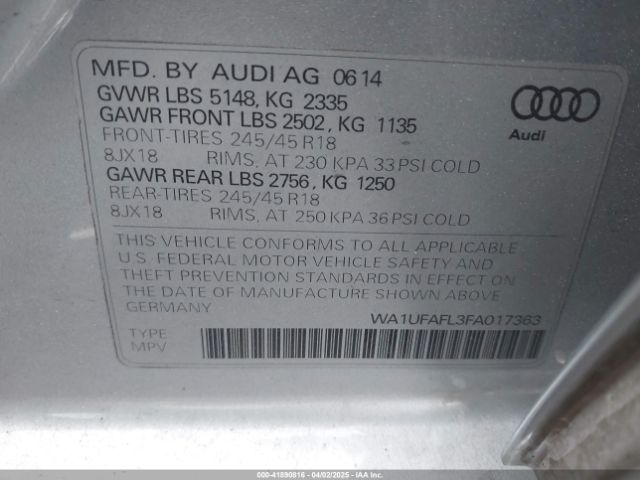 WA1UFAFL3FA017363 Audi Allroad 2.0t Premium