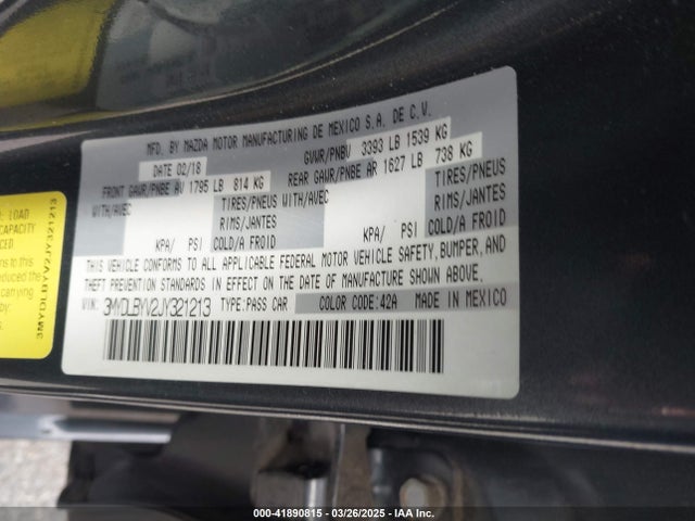 3MYDLBYV2JY321213 Toyota YARIS IA