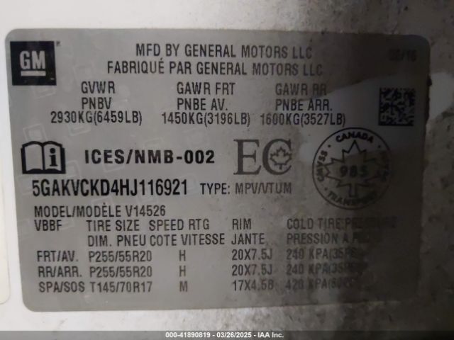 5GAKVCKD4HJ116921 Buick Enclave Premium