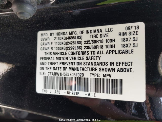 7FARW1H53JE052029 Honda CR-V EX