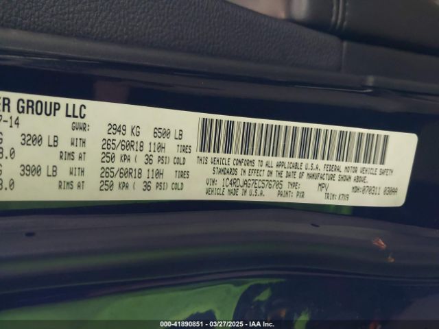 1C4RDJAG7EC576705 Dodge Durango Sxt