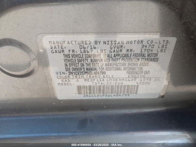 3N1CE2CP5GL404799 Nissan Versa Note S (sr)/s Plus/sl/sr/sv