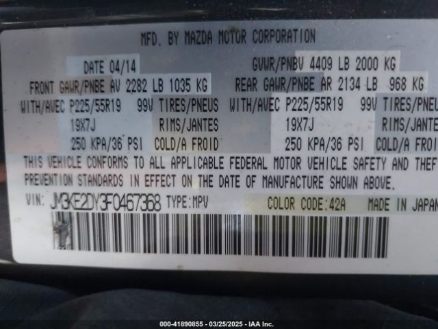 JM3KE2DY3F0467368 Mazda Cx-5 Grand Touring