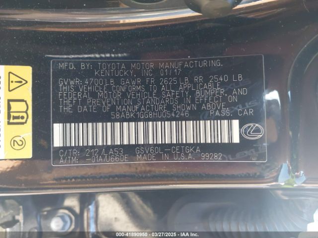 58ABK1GG8HU054246 Lexus ES 350