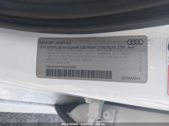 WAUFGAFC9GN003664 Audi A6 3.0t Premium Plus