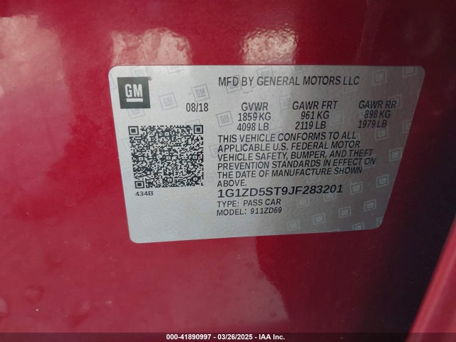 1G1ZD5ST9JF283201 Chevrolet MALIBU LT