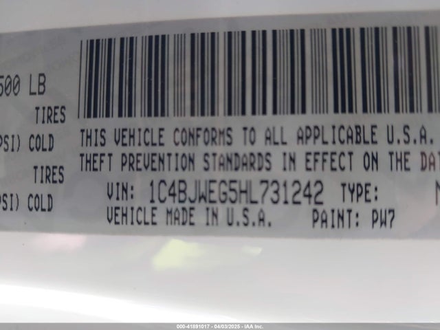 1C4BJWEG5HL731242 Jeep Wrangler Unlimited Sahara 4x4