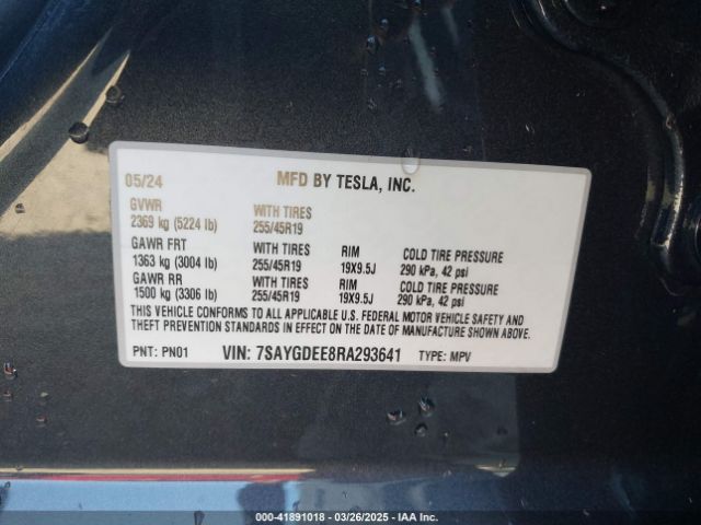 7SAYGDEE8RA293641 Tesla Model Y Long Range Dual Motor All-wheel Drive