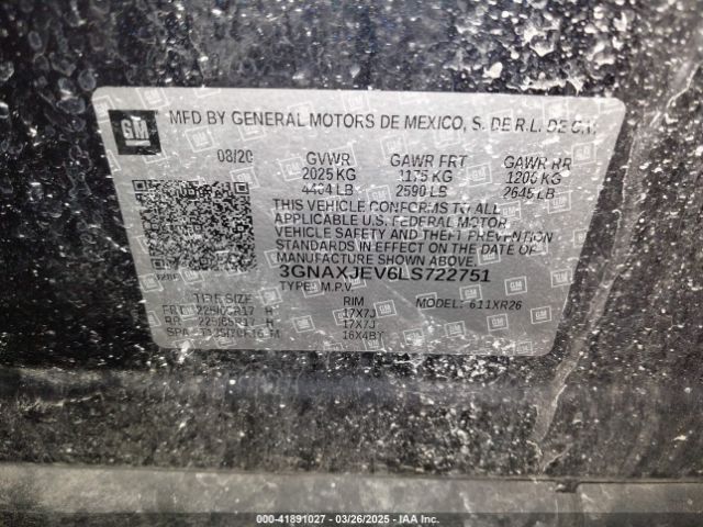 2020 CHEVROLET EQUINOX 3GNAXJEV6LS722751 Photo 8