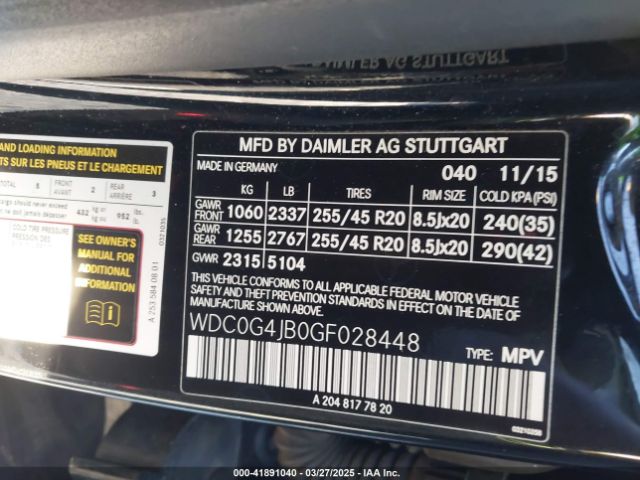 2016 MERCEDES-BENZ GLC 300 WDC0G4JB0GF028448 Photo 8