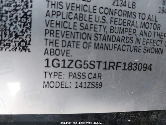 1G1ZG5ST1RF183094 Chevrolet Malibu Fwd Rs