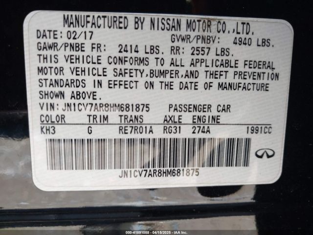 JN1CV7AR8HM681875 Infiniti Q50 2.0t Base