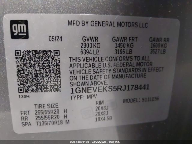 1GNEVEKS5RJ178441 Chevrolet Traverse Awd Ls