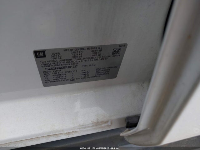1GKS2FKCXGR181227 GMC Yukon Xl Sle