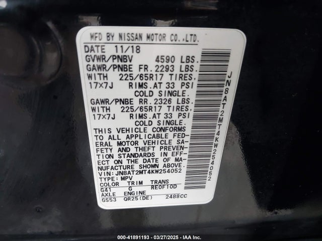 Nissan ROGUE SV 2019 JN8AT2MT4KW254052 Image 9