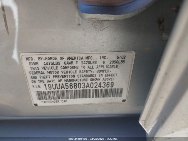 2003 ACURA TL 19UUA56803A024369 Photo 8