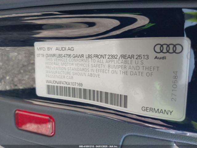 WAUDNAF47KA107169 Audi A4 45 Premium