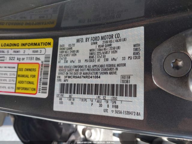3FMCR9A67NRD41084 Ford Bronco Sport