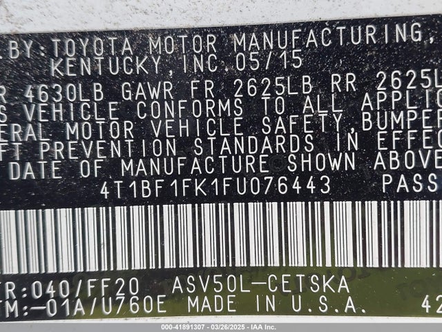 Toyota CAMRY SE 2015 4T1BF1FK1FU076443 Image 9
