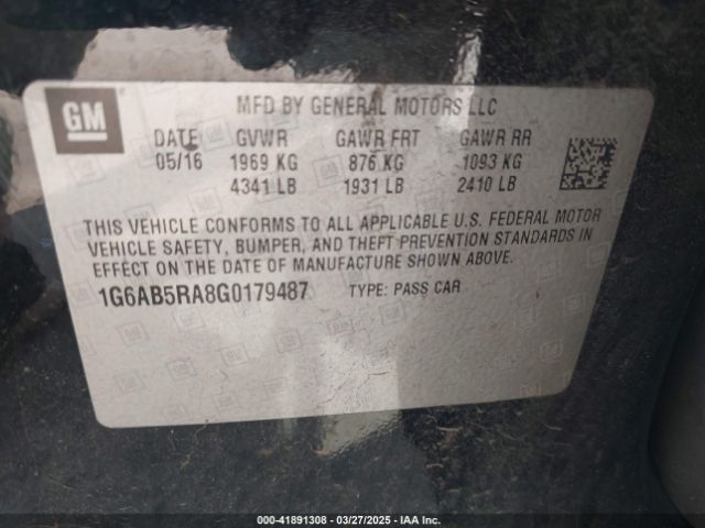 1G6AB5RA8G0179487 Cadillac Ats Luxury Collection