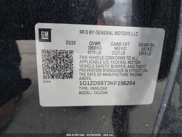 1G1ZD5ST3KF156204 Chevrolet MALIBU LT
