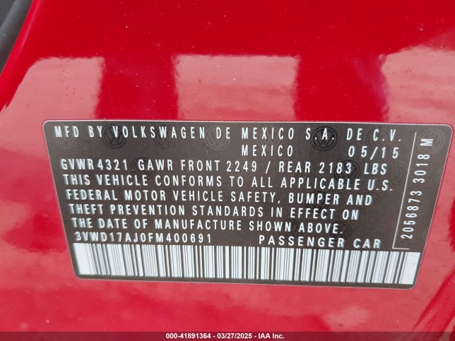 3VWD17AJ0FM400691 Volkswagen Jetta 1.8t Se